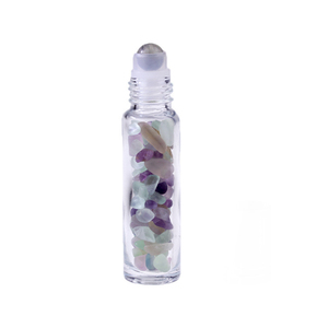Hengjian Natural Gemstone 10ml Glass Roller Bottle Bamboo Cap <strong>Perfume</strong> Oil <strong>Container</strong> with Metal Roller for Skin Care Cosmetics - Product Image 4