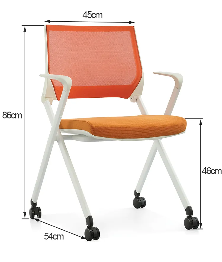 Chaise à roulettes PP de bureau, design à la mode, pliable et empilable, pour salle d'entraînement