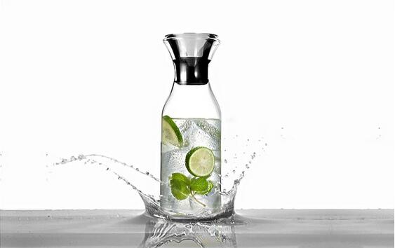 Haonai Hand mouth glass pitcher with lid and spout glass water carafe