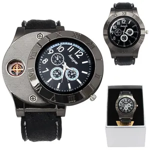 Montre intelligente briquet OEM usb montre briquet pour cadeau montre-bracelet à quartz pour hommes