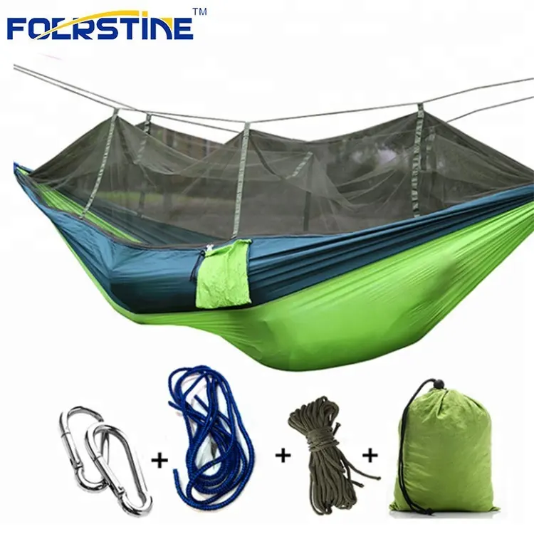 300*200cm High Quality Outdoor 210T 70d Double Camping Camping Nylon Parachute Hammock with Mosquito Net