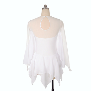 Bianco costumi Bianco fata abito pattinaggio pattinaggio di figura della ragazza a maniche lunghe pannello esterno di pattinaggio pattinaggio vestito produttori - Product Image 6