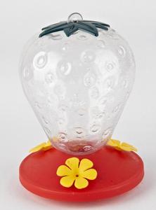 Mangeoire à oiseaux suspendue en plastique pour jardin, en forme de fraise, pour l'extérieur, pour l'eau et la nourriture, pour les colibris - Product Image 3