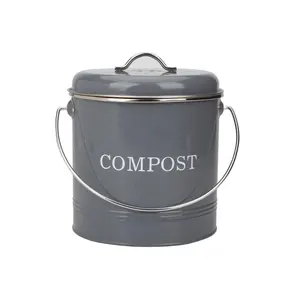 Thuis Indoor Metalen Ronde Voedsel Composteerbaar Container Compost Bin Keuken Fiber