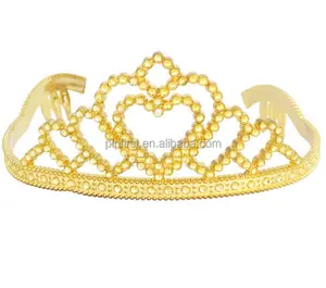 Diadème en plastique doré pour femmes, peignes princesse, couronne de reine, déguisement scintillant pour Halloween, nouvelle collection