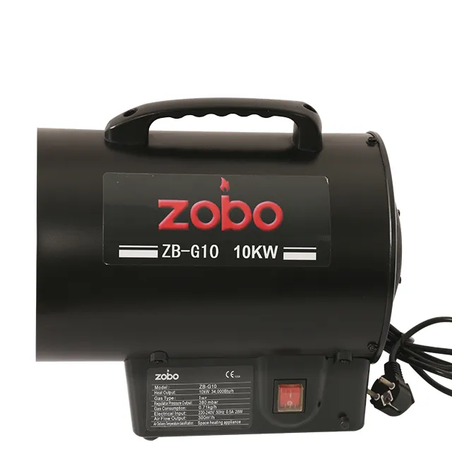 Gas Heater 10KW Industriële Zwarte Kleur Draagbare Ventilator Kachel Met Draagbare Handvat