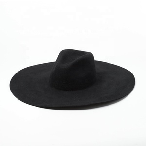 Custom Luxury 14.5cm Wide Brim Stiff Wool Felt Fedora <strong>Hat</strong> <strong>for</strong> <strong>Women</strong> Ladies Dress - Product Image 2
