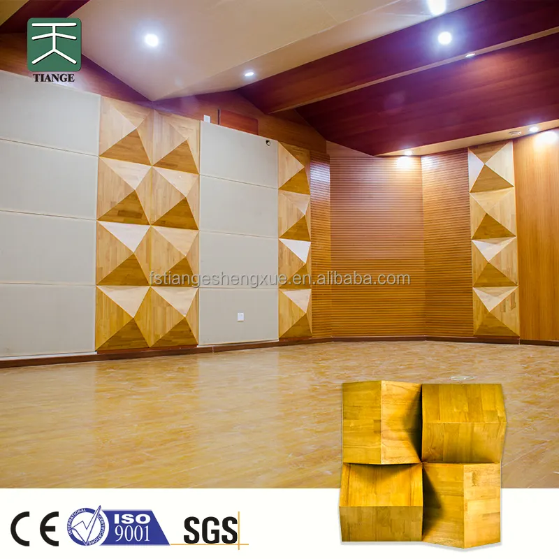 TianGe Factory ECO Wood Triangle Acoustic Sound Diffuser Material 3D Wooden qrd Sound Diffuser For Bass Trap