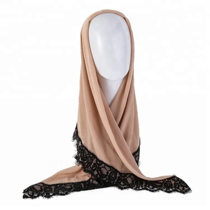 Vente en gros de hijaber mode fille musulmane meilleure qualité bonne douceur Bawal <span class=keywords><strong>mousseline</strong></span> de soie Tundungl Hijab <span class=keywords><strong>dentelle</strong></span> - Product Image 1