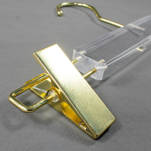 Cintres pour jupes, pantalons, clips dorés, en acrylique, transparent, personnalisé, impression de logo, pour magasins de vêtements - Product Image 4