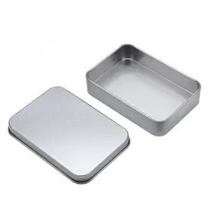 Money Coin Candy Keys Portable Rectangle Small Metal Headphones Boxes Silver Flip Cheap Storage Tin Can