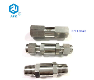 Valvola di Non Ritorno in Acciaio Inox a 2 Vie ad Alta Pressione 1/4 di Pollice Maschio NPT e Femmina 3000PSI Standard Gas Alta Temperatura NV Generale AFK - Product Image 1