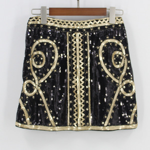 YSMARKET 1920S Vintage Paisley Thêu Đính Cườm <span class=keywords><strong>Sequin</strong></span> Váy Cao Eo Ngắn Saia Lapis Phụ Nữ Mùa Hè Mini Đảng Váy E48 - Product Image 2