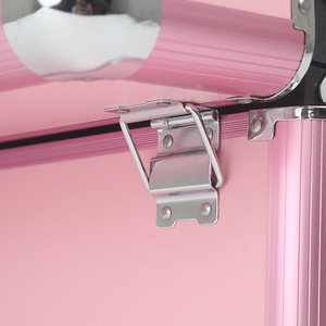 Beautify Pink Jungle Professional Aluminum <strong>Makeup</strong> Train Case Lockable Storage <strong>Box</strong> With Drawers and Trays - Product Image 2