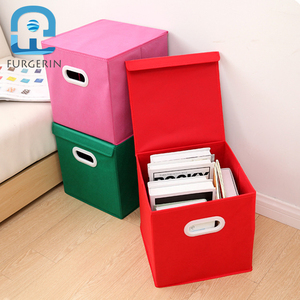 Square Non Woven Foldable Toy Storage Boxes Stackable Fabric Durable Clothing Bins for Home