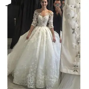 Mezza Manica Maxi Manica Nobile Principessa Turchia Abito Da Sposa