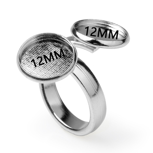 5 Stks/zak Verstelbare 12Mm Dubbele Open Ring Cabochon Lade Basis Afdekplaatje