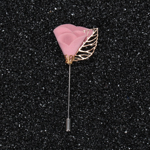 Rosa flor tela de Pin de solapa con hojas de oro boda masónica Pines de solapa a granel - Product Image 4