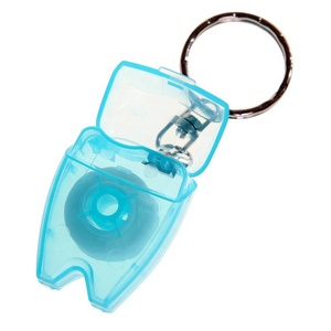 Promozione Logo personalizzato a forma di dente filo interdentale portachiavi colorato cerato plastica e Nylon strumento di pulizia orale - Product Image 3