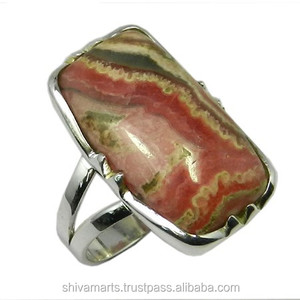 แหวนพลอยโรโดโครไซต์ดูสวยงามทำมือ925เครื่องประดับเงินสเตอร์ลิงแหวนเวอร์เมียลนิรันดร์สำหรับผู้ชายและผู้หญิง - Product Image 2