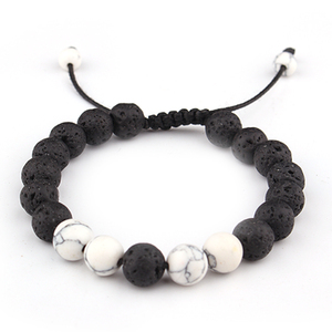 Chaude À La Mode pierre de lave Charme Mat jewlery Noir Onyx <span class=keywords><strong>chakra</strong></span> Perle Bracelet pour Hommes - Product Image 5