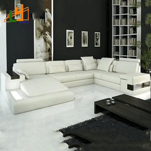 <span class=keywords><strong>Divano</strong></span> a forma di U di lusso in vera pelle stile europeo nuovi disegni per mobili da soggiorno appartamento - Product Image 3