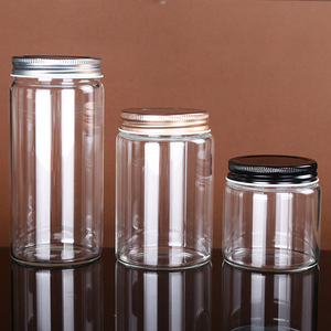Di alta qualità rotondo chiaro borosilicato barattolo di vetro con coperchio in metallo per la conservazione degli alimenti latte gelatina di olio d'oliva zucchero cibo per bambini gomma da masticare - Product Image 1