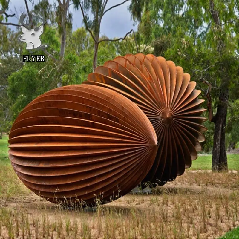 Grand paysage extérieur Sculpture d'art moderne Sculpture de jardin en acier corten rouillé à vendre