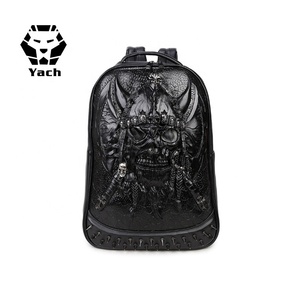 Wholesale Free Sample Lightweight <strong>Bag</strong> Pack 3D Stereo <strong>Skull</strong> Printing Backpack Luminous School Backpack for Riding /Hiking /School - Product Image 3