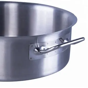 Grosir Komersial Kualitas Tinggi Panci Masak Besar Polish Selesai Memasak Panci Saus Stainless Steel Aluminium dan SS430 28Cm