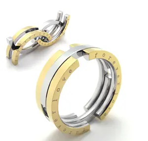 Fábrica al por mayor de muebles de acero inoxidable anillo de pareja de plata/Negro/oro Multi Color amante anillo