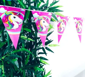 Banderín <span class=keywords><strong>de</strong></span> fiesta <span class=keywords><strong>de</strong></span> <span class=keywords><strong>unicornio</strong></span>, banderín, banderín, triangular, bandera, Festival, celebración, fiesta <span class=keywords><strong>de</strong></span> cumpleaños, dibujos animados, 2019 - Product Image 1