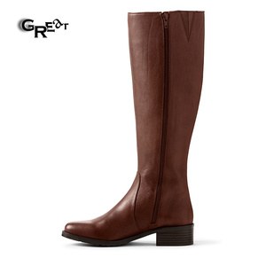 Marrone <span class=keywords><strong>Stivali</strong></span> Alti Al Ginocchio Legno <span class=keywords><strong>Tacco</strong></span> Grosso <span class=keywords><strong>Stivali</strong></span> Invernali Per Le Donne - Product Image 2