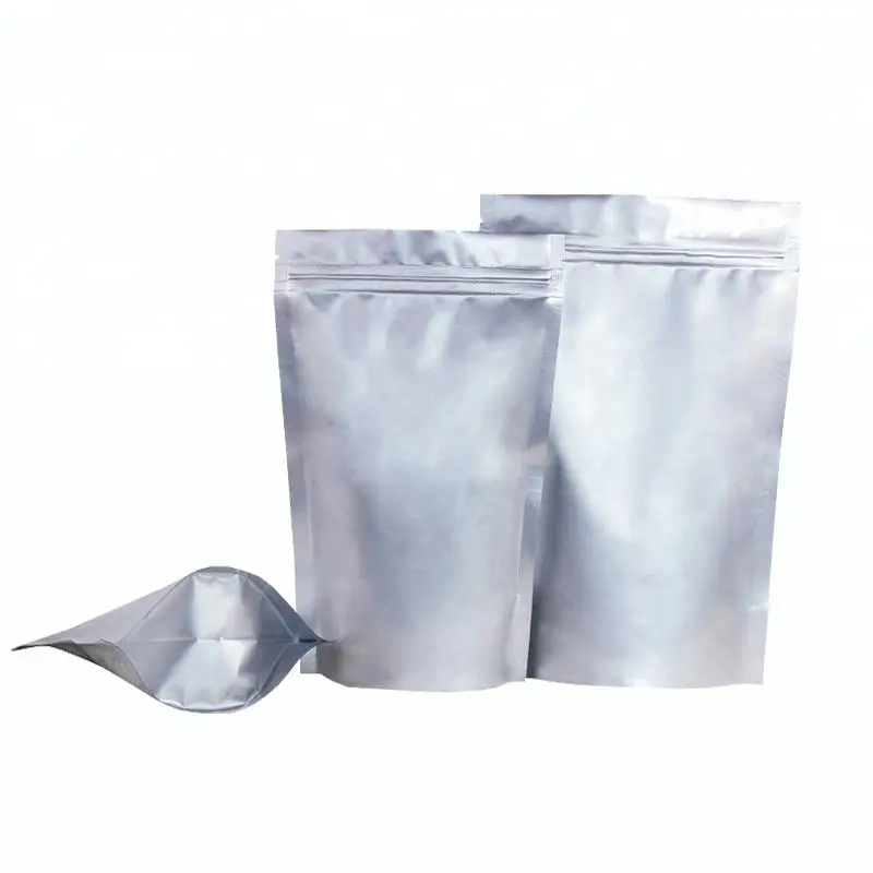 Sacs Doypack réutilisables en aluminium personnalisés, unités, pour aliments, pochettes debout en aluminium avec fermeture à glissière pour emballage alimentaire à fermeture éclair