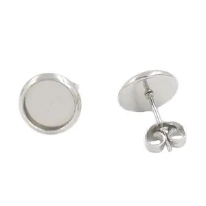 Innen-Ø 8mm 10mm 12mm Edelstahl Stud Ohrringe Zurück Cabochon Cameo Blank Tray für Schmuck, der