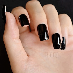 Puntas de <span class=keywords><strong>uñas</strong></span> metálicas <span class=keywords><strong>negras</strong></span> para decoración de <span class=keywords><strong>uñas</strong></span>, espejo largo en forma ovalada, superficie brillante, Kit completo de puntas de <span class=keywords><strong>uñas</strong></span>, 24 Uds. - Product Image 6