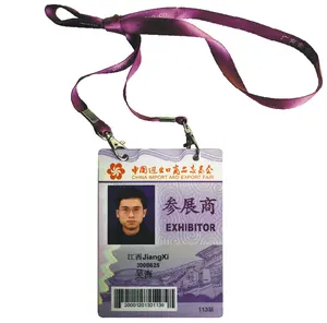 PVC RFID Contactless Exhibition ID card Pass with Photos with Holes and Lanyard