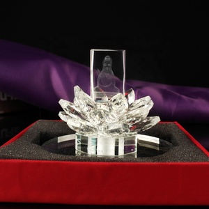 Cristallo fiore di loto supporto di candela favori di nozze Decorazione di Ornamento Regali/fiore di Loto con 3D laser buddha - Product Image 4