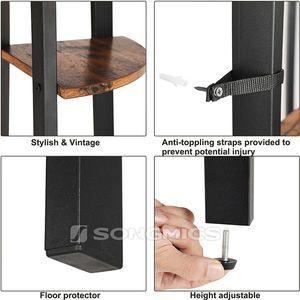 <span class=keywords><strong>Étagère</strong></span> d'angle <span class=keywords><strong>VASAGLE</strong></span> à 4 niveaux, bibliothèque, support pour plantes, meuble d'appoint en bois rustique, style industriel avec cadre en métal - Product Image 3