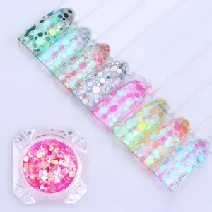 Queenfingers PGP-82 Wholesale 12pcs/set Nail Glitter Mixed Round Nail Art Glitter for Salon Decoration