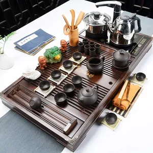 Jinfu — plateau à thé Kungfu chinois, table en bois avec tasse à thé, pot et <span class=keywords><strong>Gaiwan</strong></span>, offre spéciale - Product Image 1