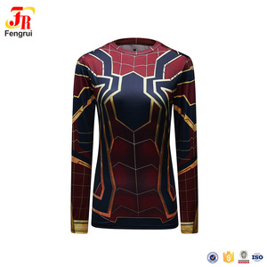 <span class=keywords><strong>T</strong></span>-<span class=keywords><strong>shirt</strong></span> a compressione da <span class=keywords><strong>donna</strong></span> con stampa completa di vestiti da allenamento per supereroi - Product Image 4