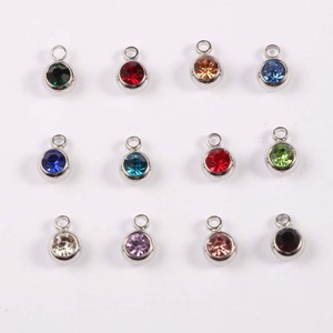 12 <strong>birthstone</strong> <strong>charms</strong> round rhinestones diy <strong>jewelry</strong> making 6mm stainless steel <strong>charm</strong> pendant jewelery pendants or <strong>charms</strong> - Product Image 1