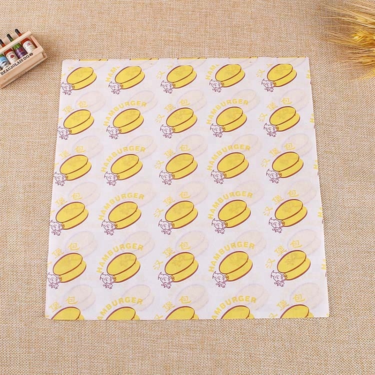 Custom Printed Logo Grease-proof Fast Edible Food Wrapping Paper for Hamburg Bread Snacks Packing