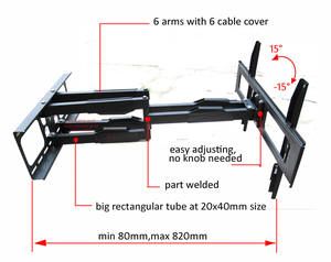 (NEW) 60kg 70" 65" 600x400 Retractable Heavy Duty <strong>Long</strong> <strong>Arm</strong> Lcd <strong>Tv</strong> Wall Mounts <strong>Bracket</strong> with Cable Cover Strong Full Motion - Product Image 2