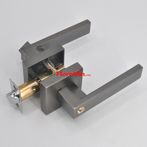 Serrure tubulaire brillante à <span class=keywords><strong>levier</strong></span>, serrure de <span class=keywords><strong>porte</strong></span> tubulaire carrée et gris, pour chambre à coucher et salle de bains - Product Image 2