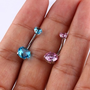 Yüksek Kaliteli Çeşitli DÜŞÜK MOQ Cerrahi Çelik Yuvarlak CZ Göbek Bar Button Yüzükler - Product Image 4