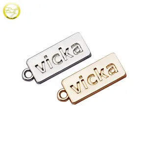 Metal Pendant Jewelry Findings Customized Silver Color Metal Pendant Bracelet Metal Charms With Logos