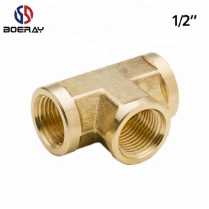 Conector de Tubería de Latón Metálico de 3 Vías Estándar SAE NPT, Conexión Hembra de 1/2\", Superficie Lisa, Reparación Automotriz - Product Image 2