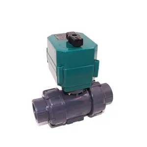 2way Mini DN32 DN40 Upvc Double Union Benang DC5V CR04 Biasanya Dekat Bermotor Plastik PVC Ball Valve